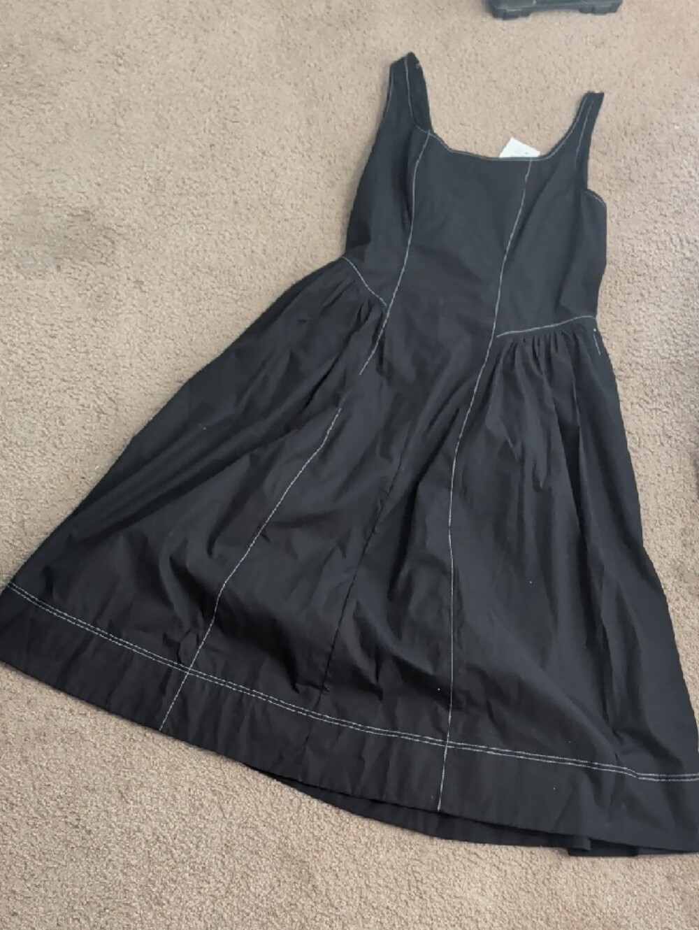 NWT Free Assembly Black Square Neck Midi Dress with Contrast Stitching XL(16-18) - Picture 2 of 8